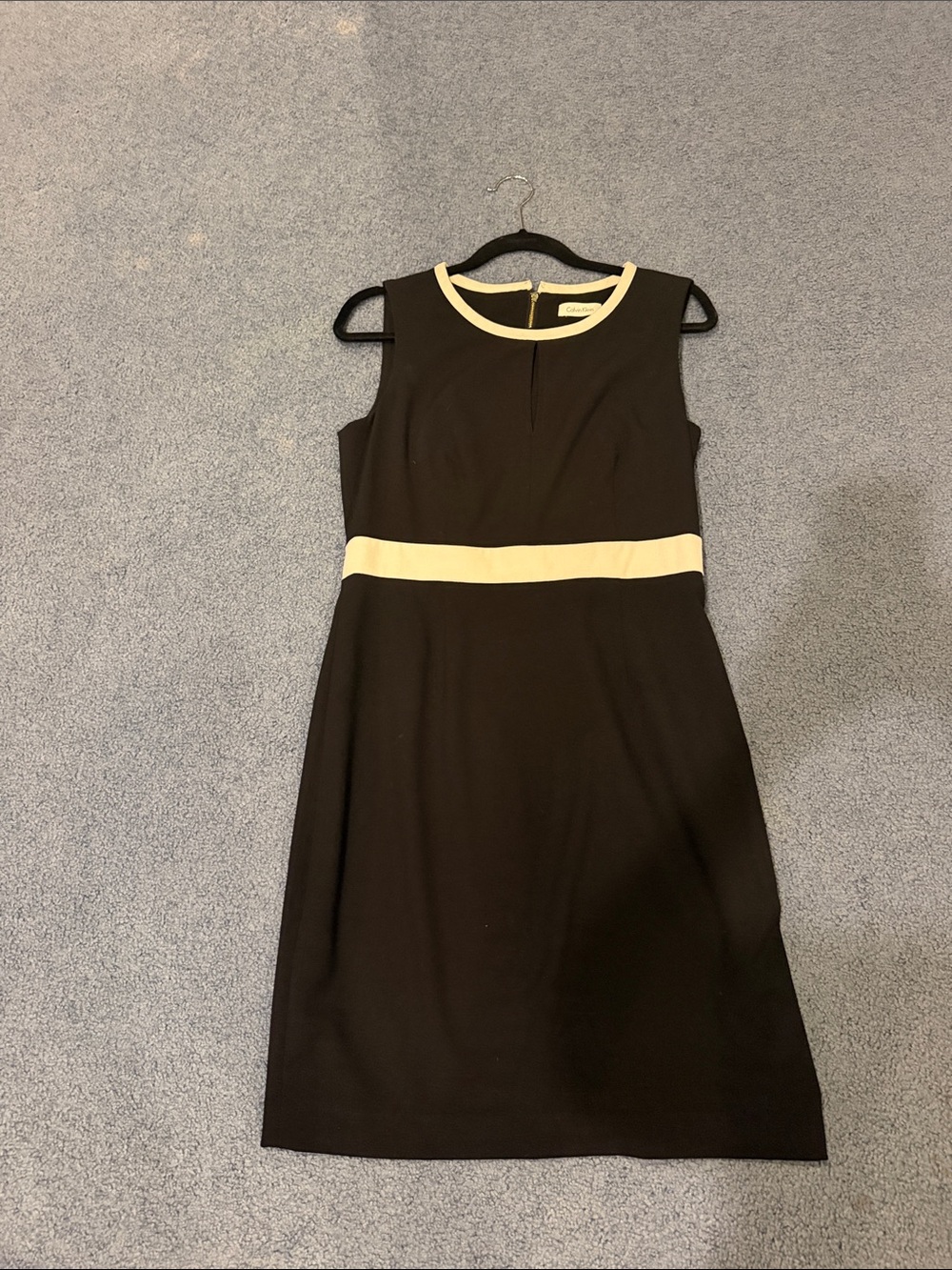 Calvin Klein Black Sheath Dress with White Accents